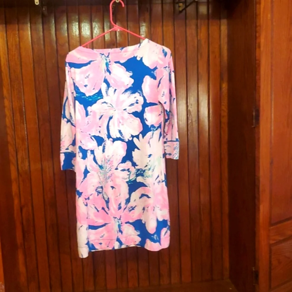 LILLY PULITZER SIZE M Floral Pink and Blue Dress - Picture 6 of 6